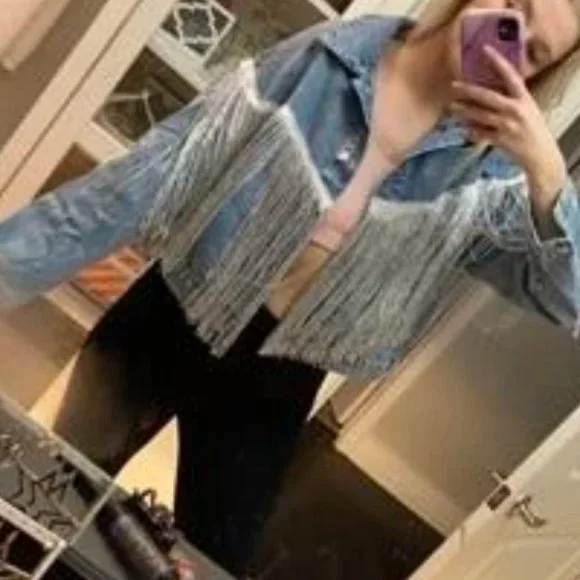 Sexy Fringe Trim Denim Jacket - Picture 7 of 11